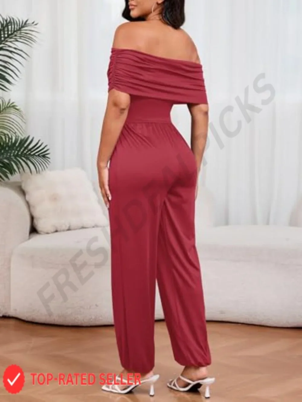 Off Shoulder Wide Leg Jumpsuit Women High Waist Long Pants Wedding Party Romper